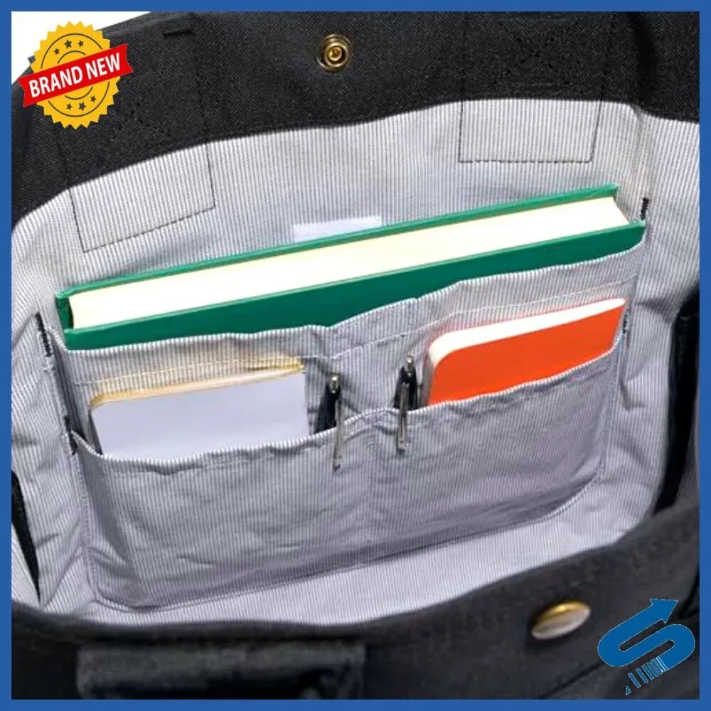 Durable Water Resistant Tote Bag Snap Closure Classic Utility Storage